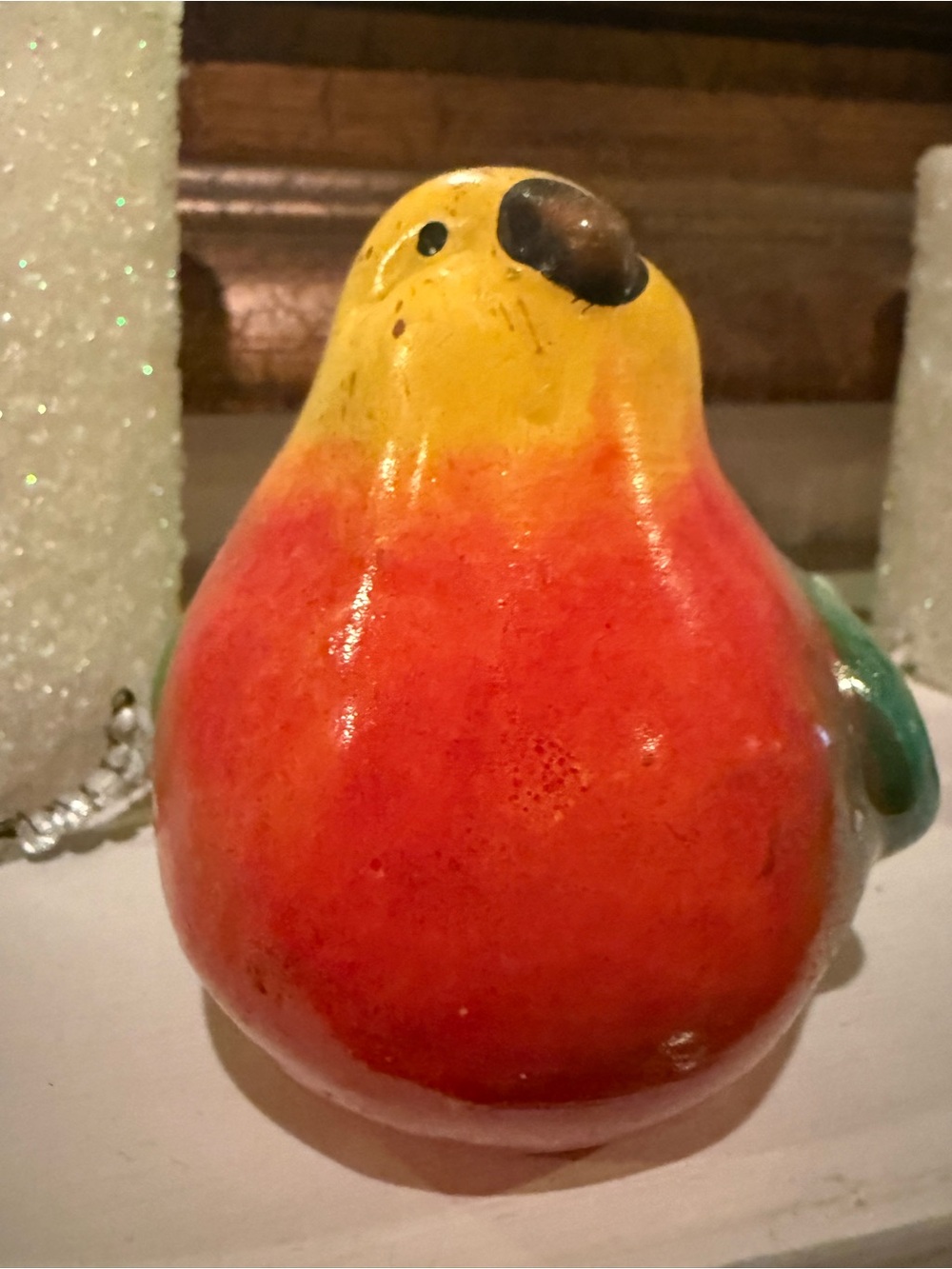 Vintage MCM California Pottery Ceramic Bird Figurine Vibrant Orange/Yellow/Green - Picture 5 of 7